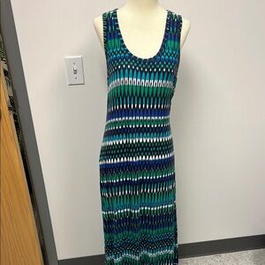 Calvin Klein Green and Blue Sheath Maxi Dress